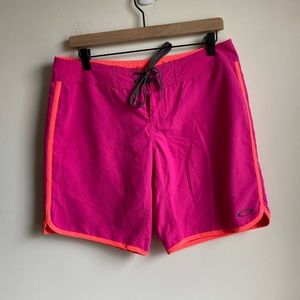 Oakley Women's Pink Drawstring Board Shorts Swim Trunks Size Medium